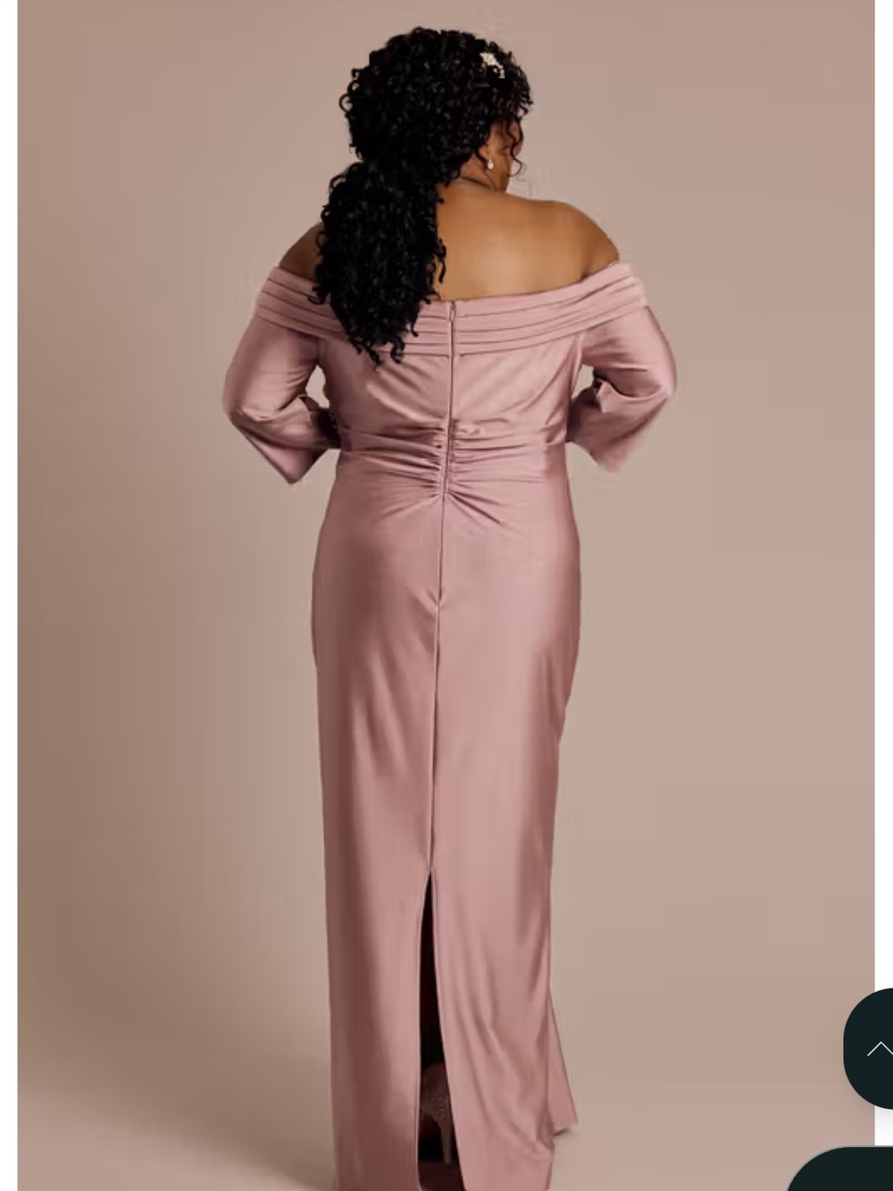 Oleg Cassini Off-the-Shoulder Dusty Rose Gown - Picture 4 of 6